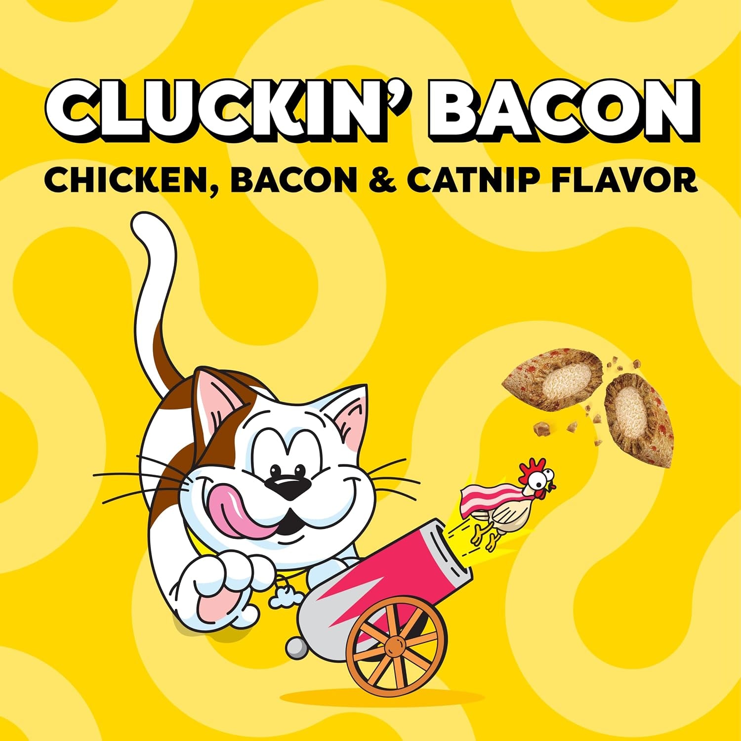 Wacky Blasts Cat Treats, Cluckin' Bacon Flavor, 6.3 Oz, 10 Pack | Chicken, Bacon & Catnip Flavor Bits, Crunchy Outside, Soft Inside, under 2 Cal, 100% Complete & Balanced, Resealable Pouch