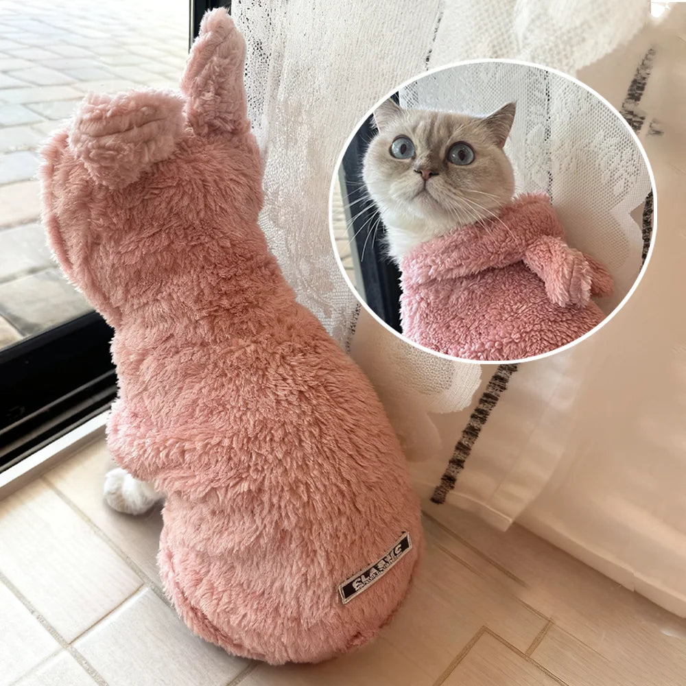 Fleece Warm Cat Costume for Winter Autumn Cute Soft Cats Clothes for Small Medium Dog Kitty Kitten Sweater Funny Pet Coat Sphynx