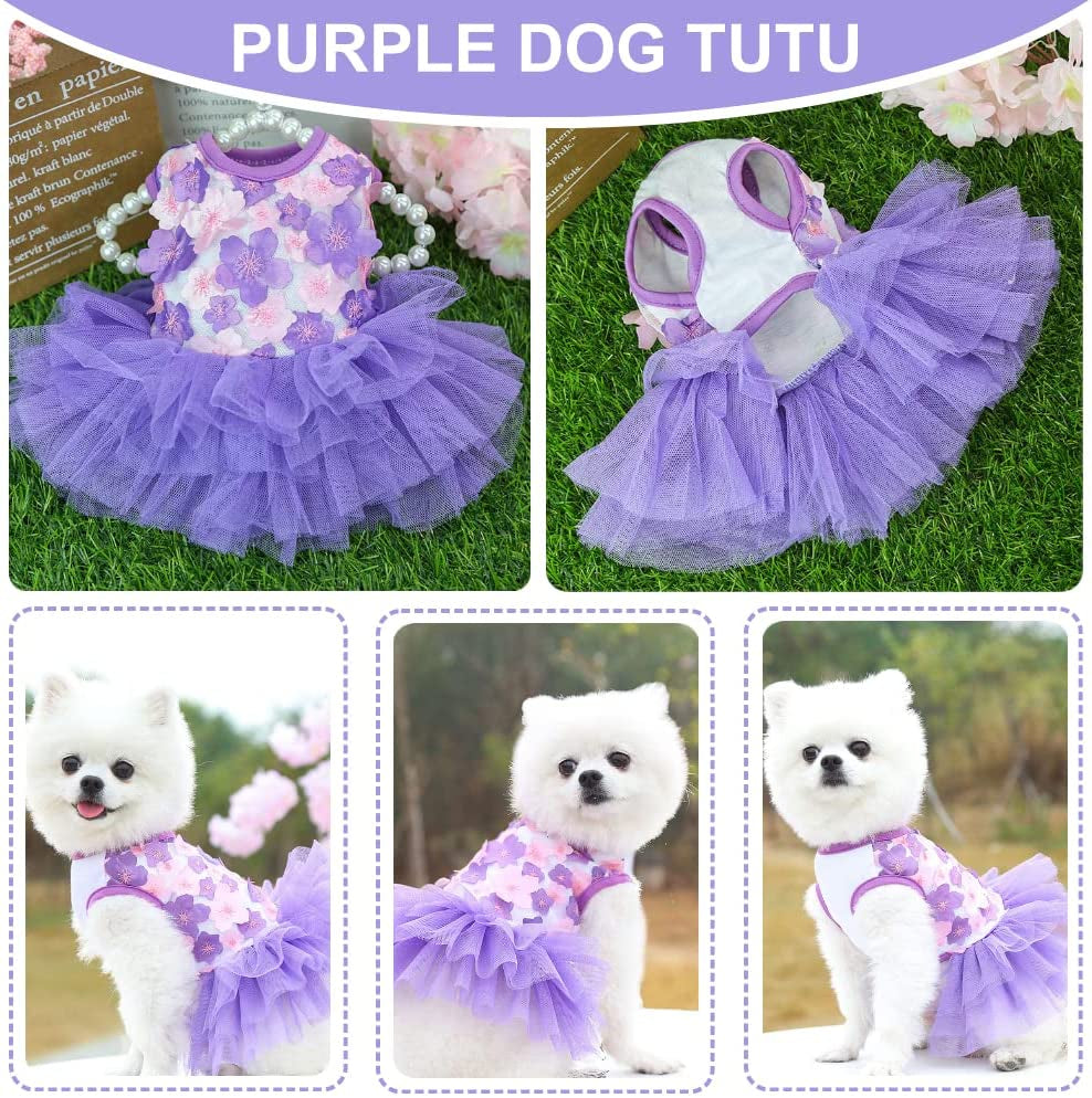 Sets of 3 Dog Dresses for Small Dogs Chihuahua Clothes Outfits for Dogs Summer Tutu Costume Female Apparel Accessories for Tea Cup Maltese (Small)
