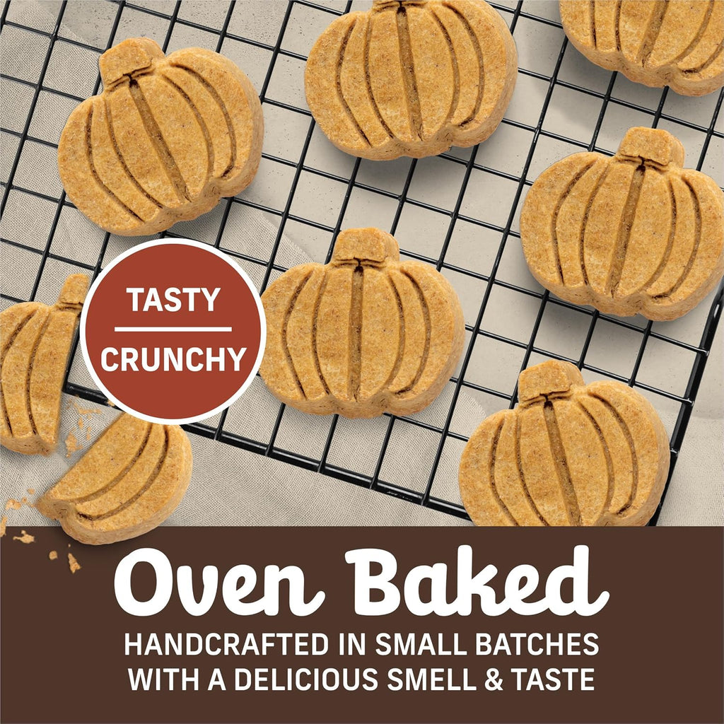 Oven Baked Dog Treats, Natural and Crunchy Bag of Treats, Pumpkin Patch with Real Pumpkin Snack | Natural, Crunchy Biscuits Hand Crafted in Small Batches with Only Seven Ingredients