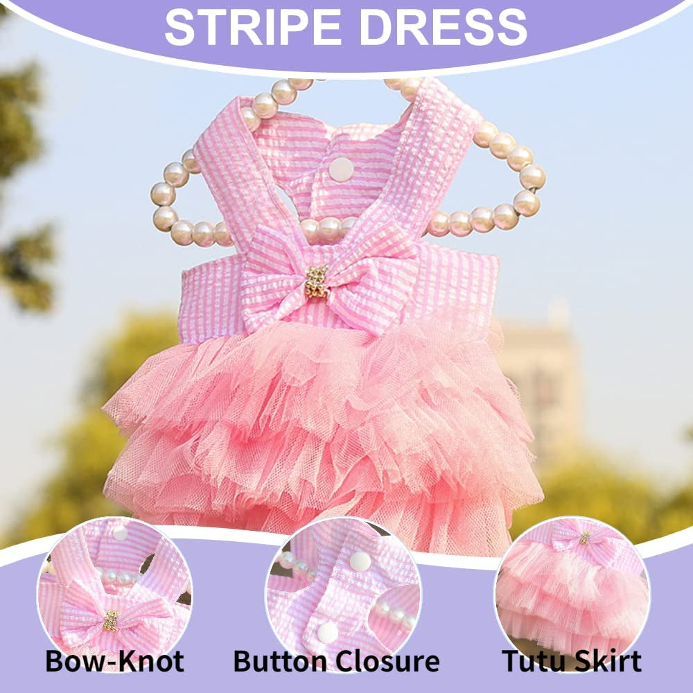 Sets of 3 Dog Dresses for Small Dogs Chihuahua Clothes Outfits for Dogs Summer Tutu Costume Female Apparel Accessories for Tea Cup Maltese (Small)