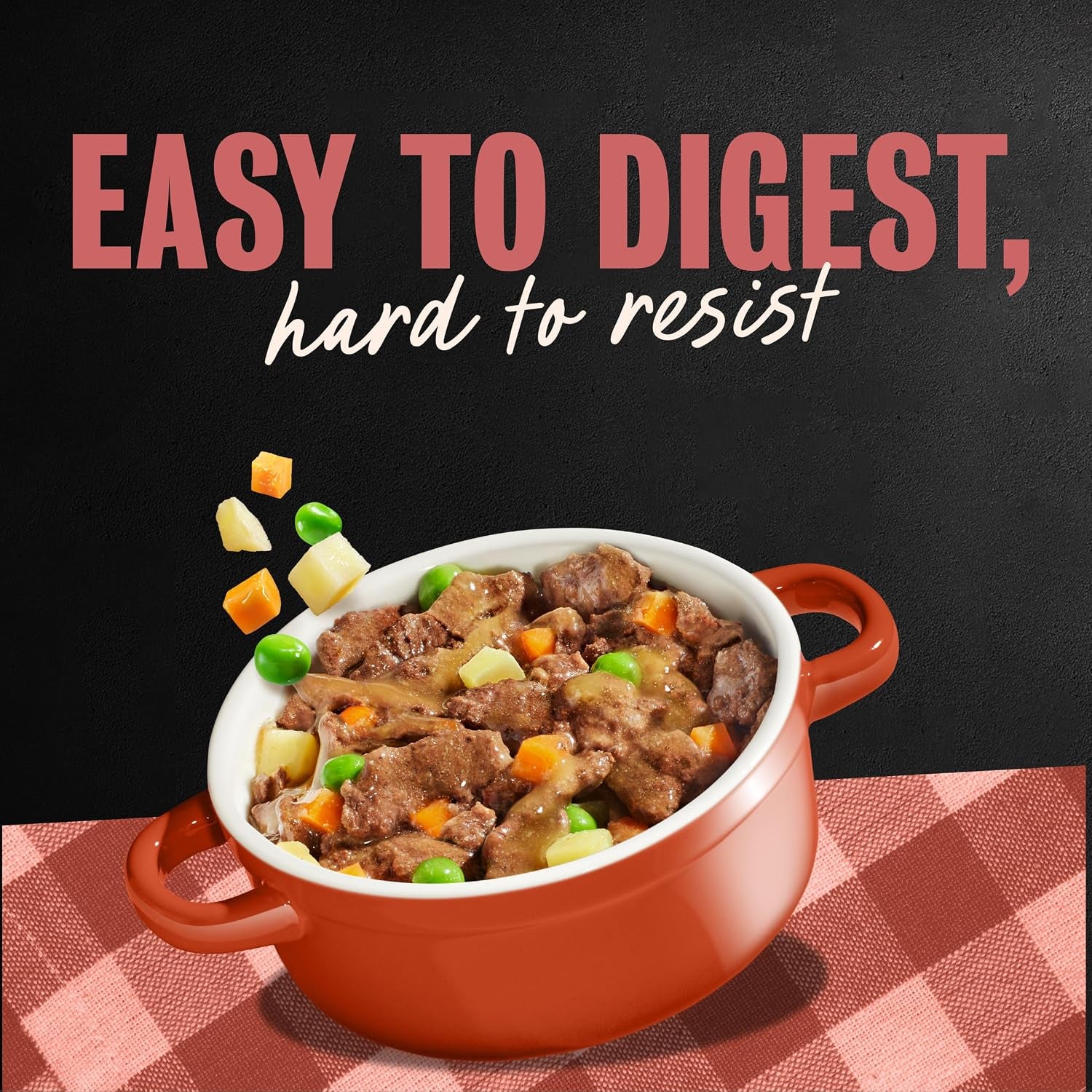 Home Delights Wet Dog Food, Beef Stew in Sauce, 3.5 Oz, 24 Count | Real Beef #1 Ingredient, Easy to Digest, No Fillers/Added Sugar/Artificial Flavors, Use as Meal or Topper, Easy Peel Trays