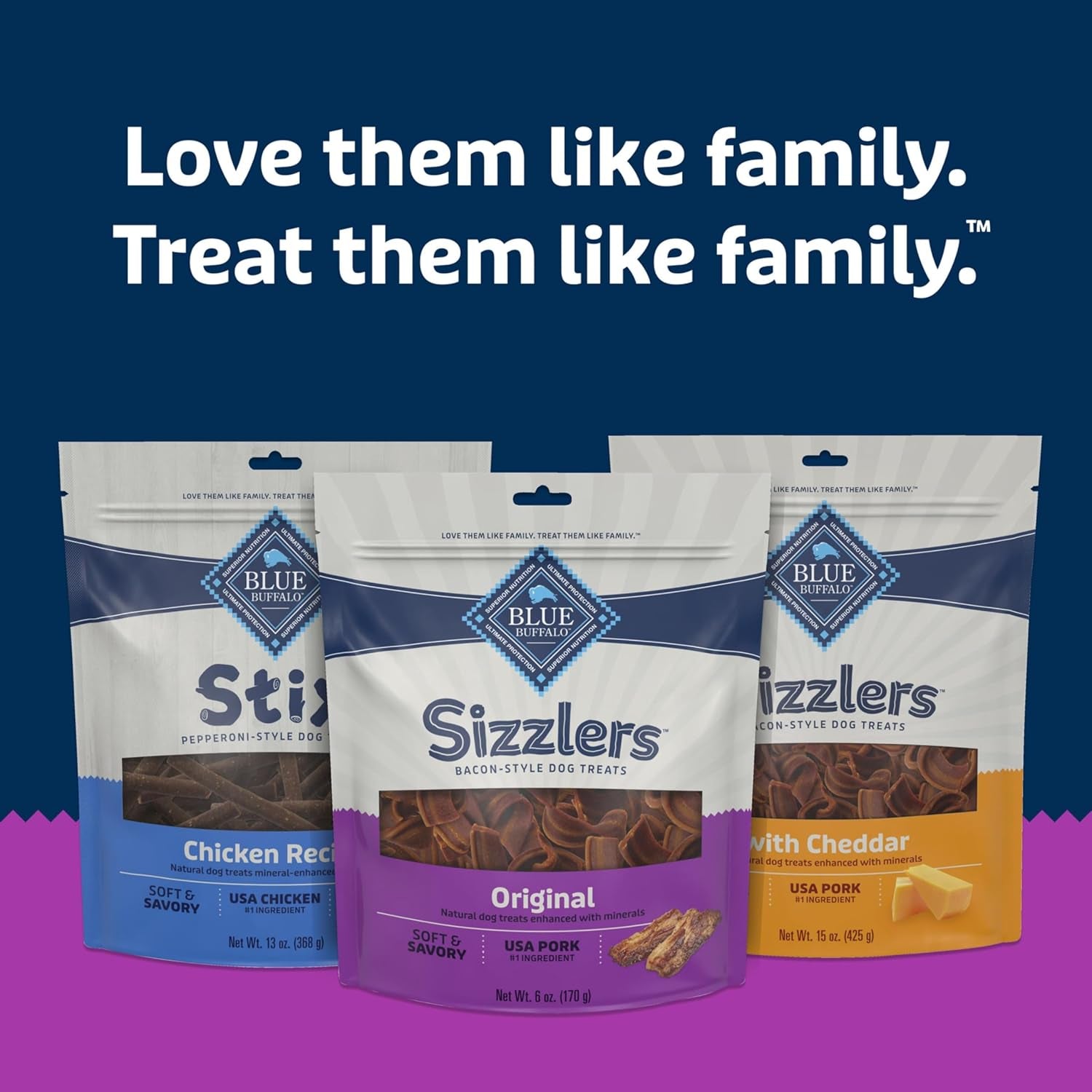 Sizzlers Pork Bacon-Style Dog Treats, 6 Oz | Real USA Pork First, Soft & Chewy Texture, Tear for Portion Control, No Red 40, BHA, Corn, Wheat, or Soy