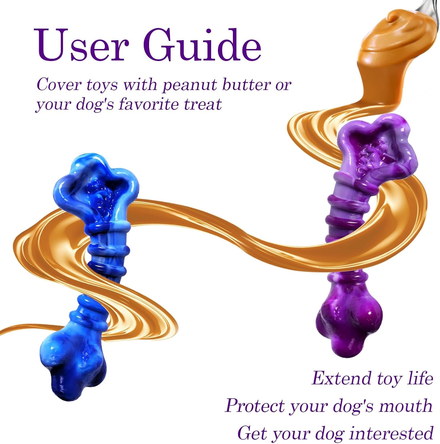 2-Pack Indestructible Dog Chew Toys for 25-75Lbs Aggressive Chewers | Tough Dog Chew Bones to Keep Them Busy, a for Large Dogs