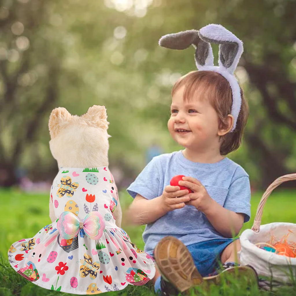 Easter Egg Dog Dress,Dog Clothes for Small Dogs,Girl Dog Clothes,Pet Summer Clothes Apparel for Dogs and Cats (Easter Egg,Size M)