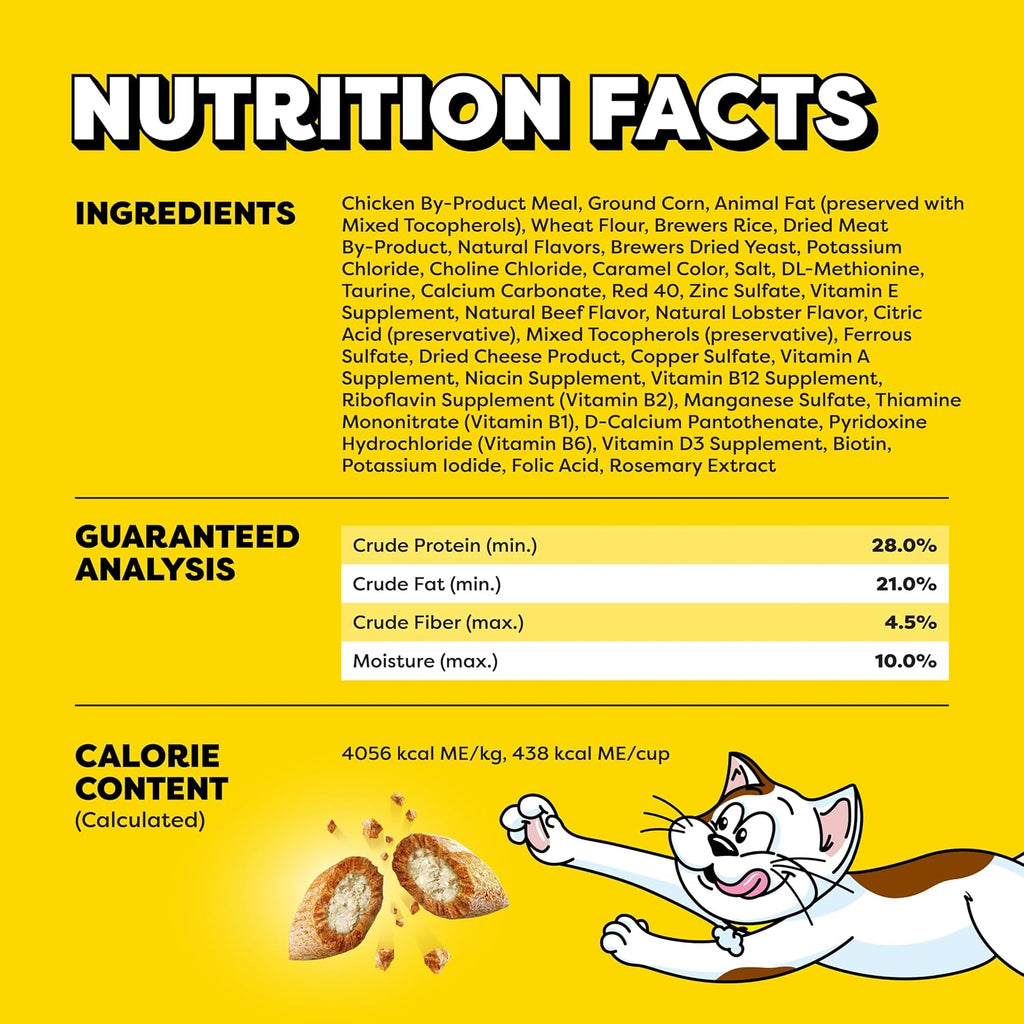 Birthday Crunchy and Soft Cat Treats, Lobster & Beef, 16 Oz | Crunchy Outside, Soft Inside, under 2 Calories per Treat, 100% Complete & Balanced for Adult Cats, Stay-Fresh Resealable Tub