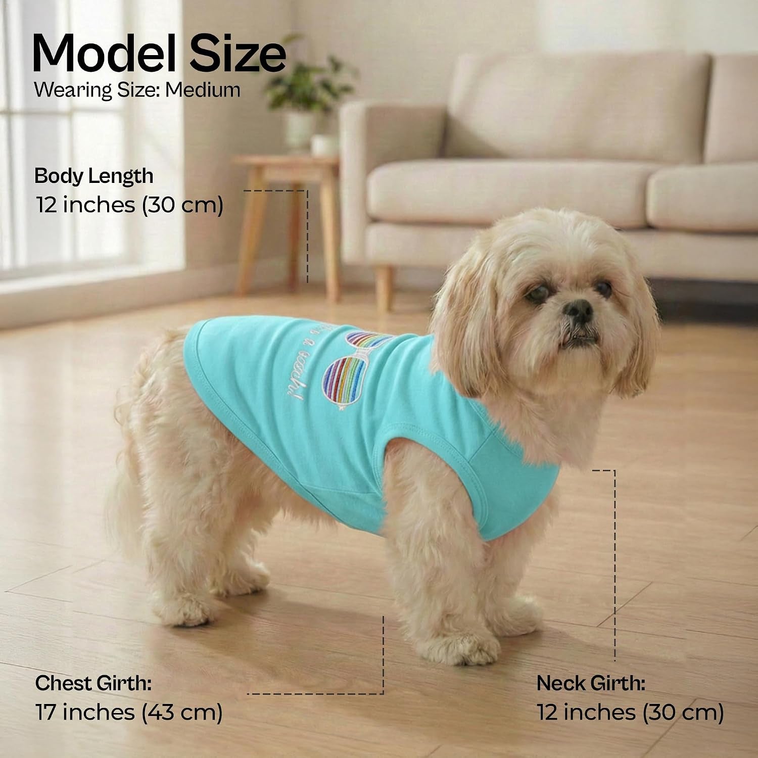 Beach Dog Shirt – 100% Cotton Shirts for Medium Dogs – Sleeveless Pet Vest – Lightweight and Breathable Dogs Apparel – Cute Summer Dog Clothes - Stretchy T Shirts for Pets