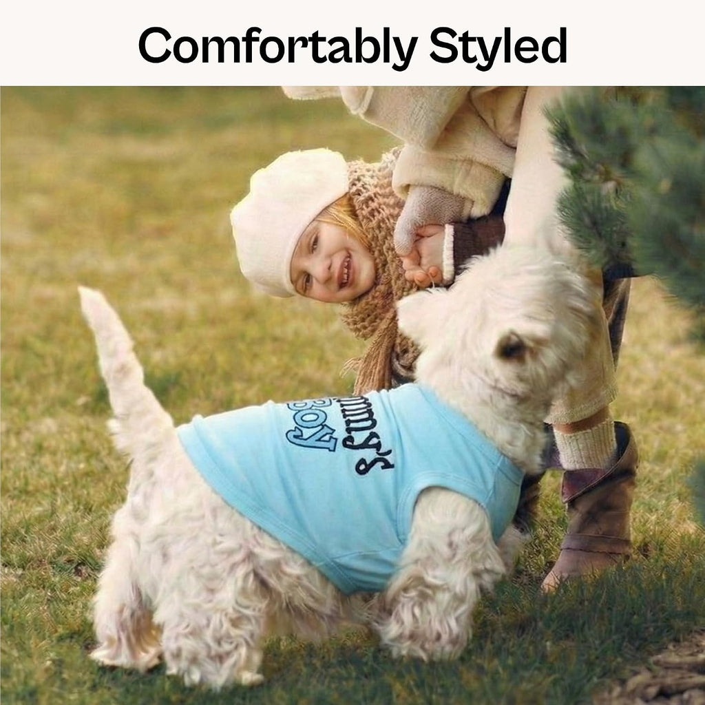 Dog Shirt Mommy’S Boy Pet Shirt – 100% Cotton Shirts for Large Dogs – Blue Sleeveless Puppy Clothes – Lightweight and Breathable Dog Apparel – Boy Dogs Clothes - Stretchy Dog Shirt