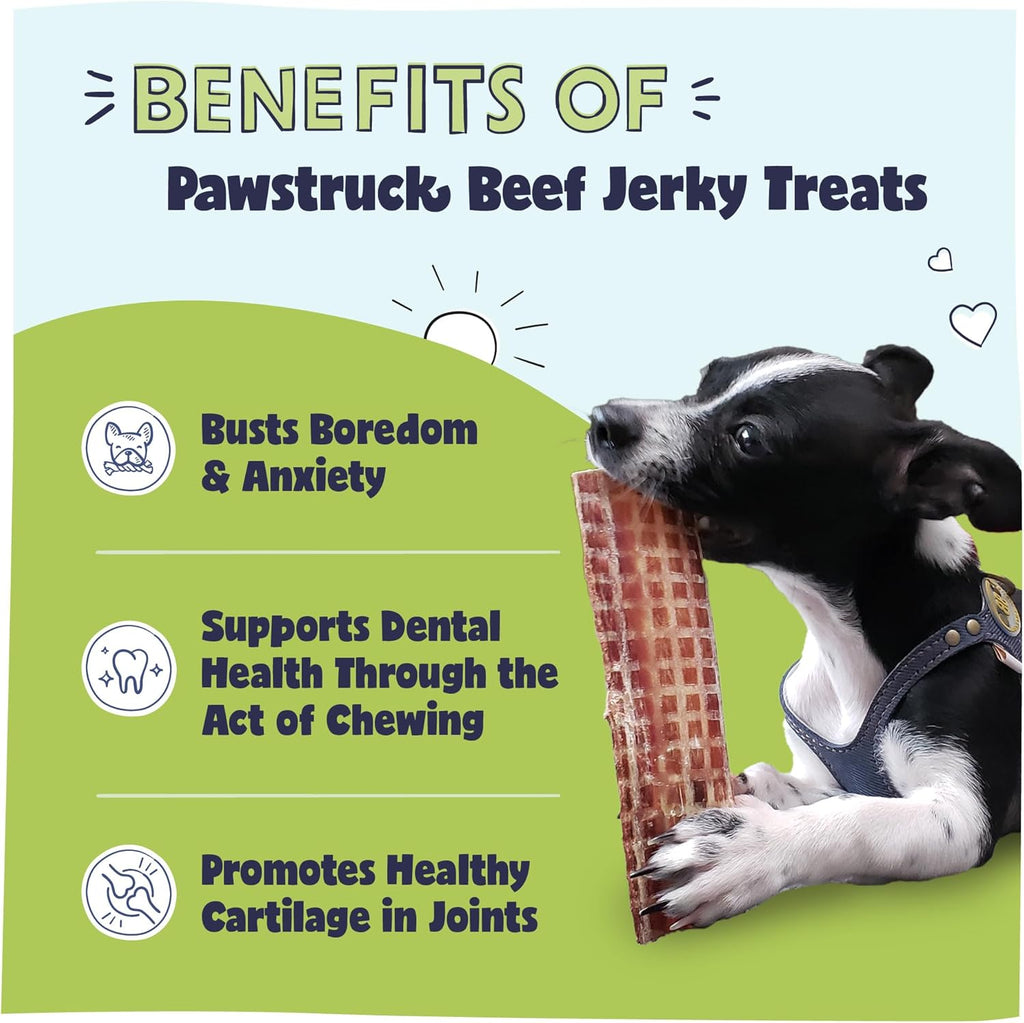 Premium Beef Jerky Dog Treat Chews, Medium 4"-6" Strips – Supports Hip & Joint Health, Rich in Glucosamine & Chondroitin, No Added Preservatives – 25 Count