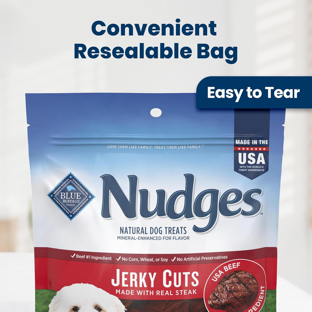 Nudges Jerky Cuts Steak Dog Treats, 16 Oz | Real Beef First, Made in the USA, for All Breed Sizes, No Artificial Preservatives