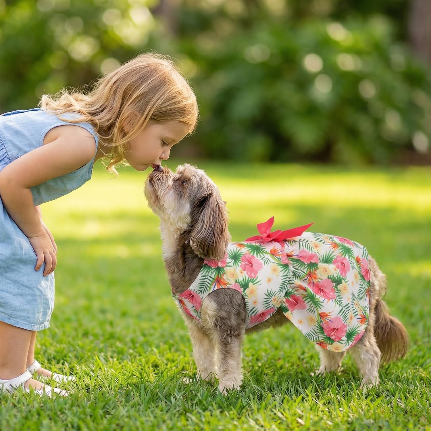 6 Pack Girl Dog Clothes Floral Summer Dog Dress Tropical Floral Princess Bowknot Pet Dresses for Small Dogs Girl Clothes Cute Outfits for Boys Girls Pets Cats Dogs