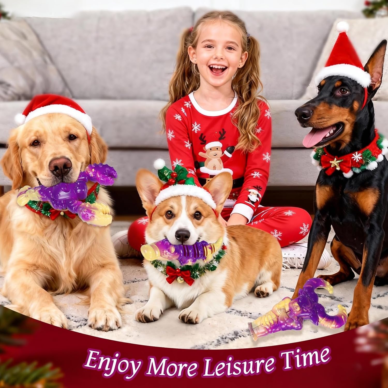 Indestructible Dog Toys for Aggressive Chewers, Tough Dog Toys for Large Dogs, Durable Dog Chew Toys to Keep Them Busy, Interactive Aggressive Chew Toys for Medium Dogs, Beef Flavor (Lob+Bull)