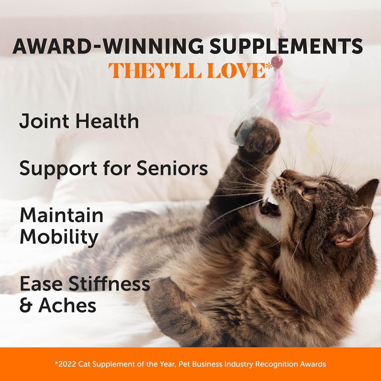 Senior Cat Joint Supplement Crunchy Creamy Hip + Joint for Cats - Ease Mobility Stiffness with Glucosamine Chondroitin, Green Lipped Mussel, Flexibility + Joint Support Chews (30-Day Supply)