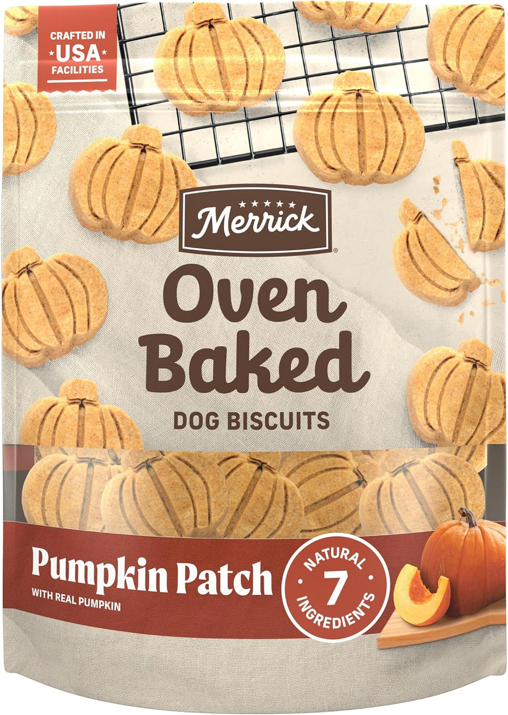 Oven Baked Dog Treats, Natural and Crunchy Bag of Treats, Pumpkin Patch with Real Pumpkin Snack | Natural, Crunchy Biscuits Hand Crafted in Small Batches with Only Seven Ingredients