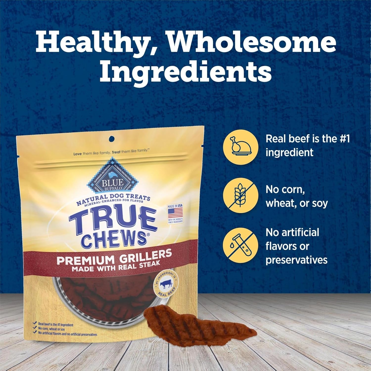 True Chews Premium Jerky Cuts Steak Dog Treats, 30 Oz | Real Beef First, Oven-Dried, Easy to Tear, No Chicken By-Product, Corn, Wheat, or Soy