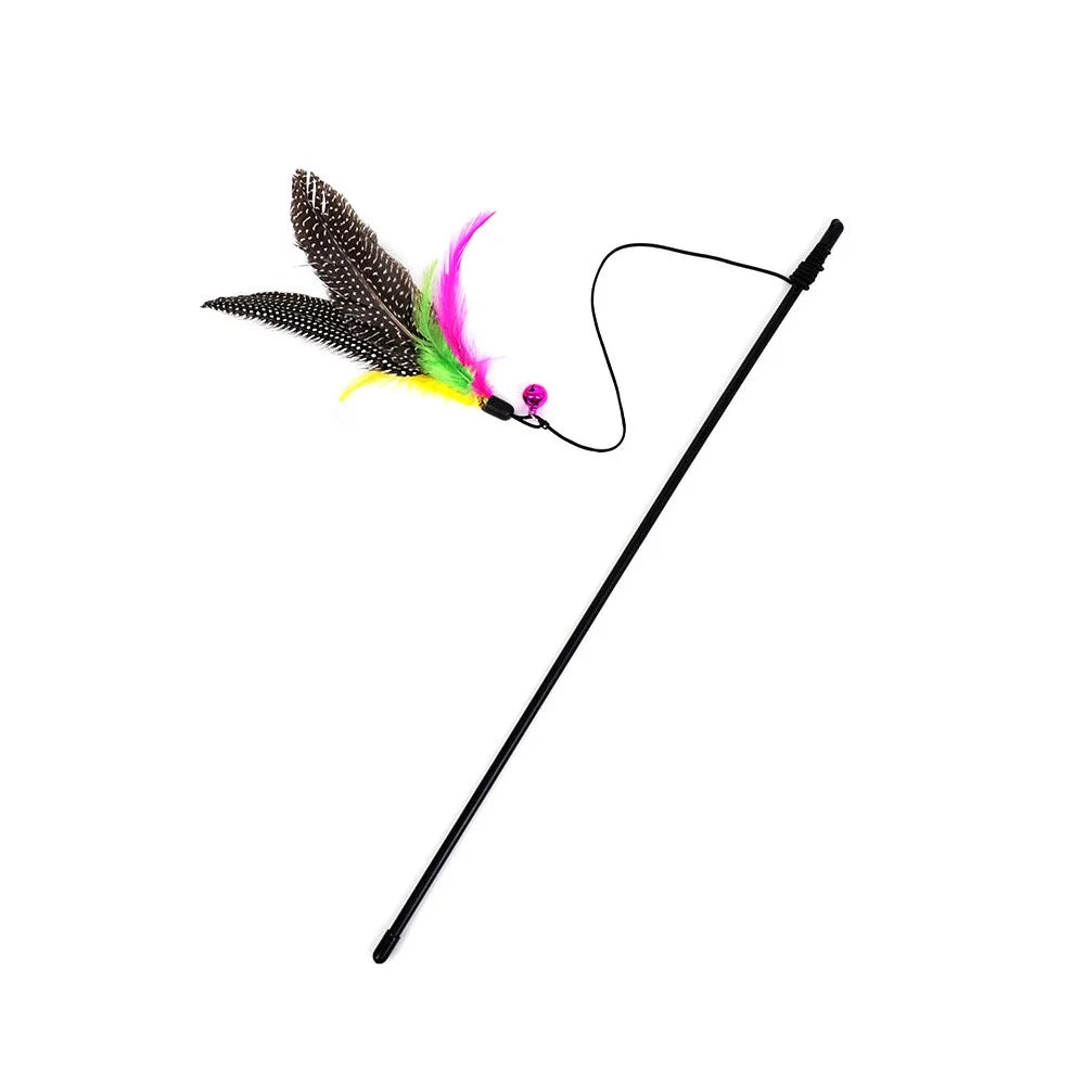 Darzheoy Cat Toys Feather Toy, Retractable Wand and Teaser with Bell Refills, Interactive Catcher and Funny Exercise for Kitten