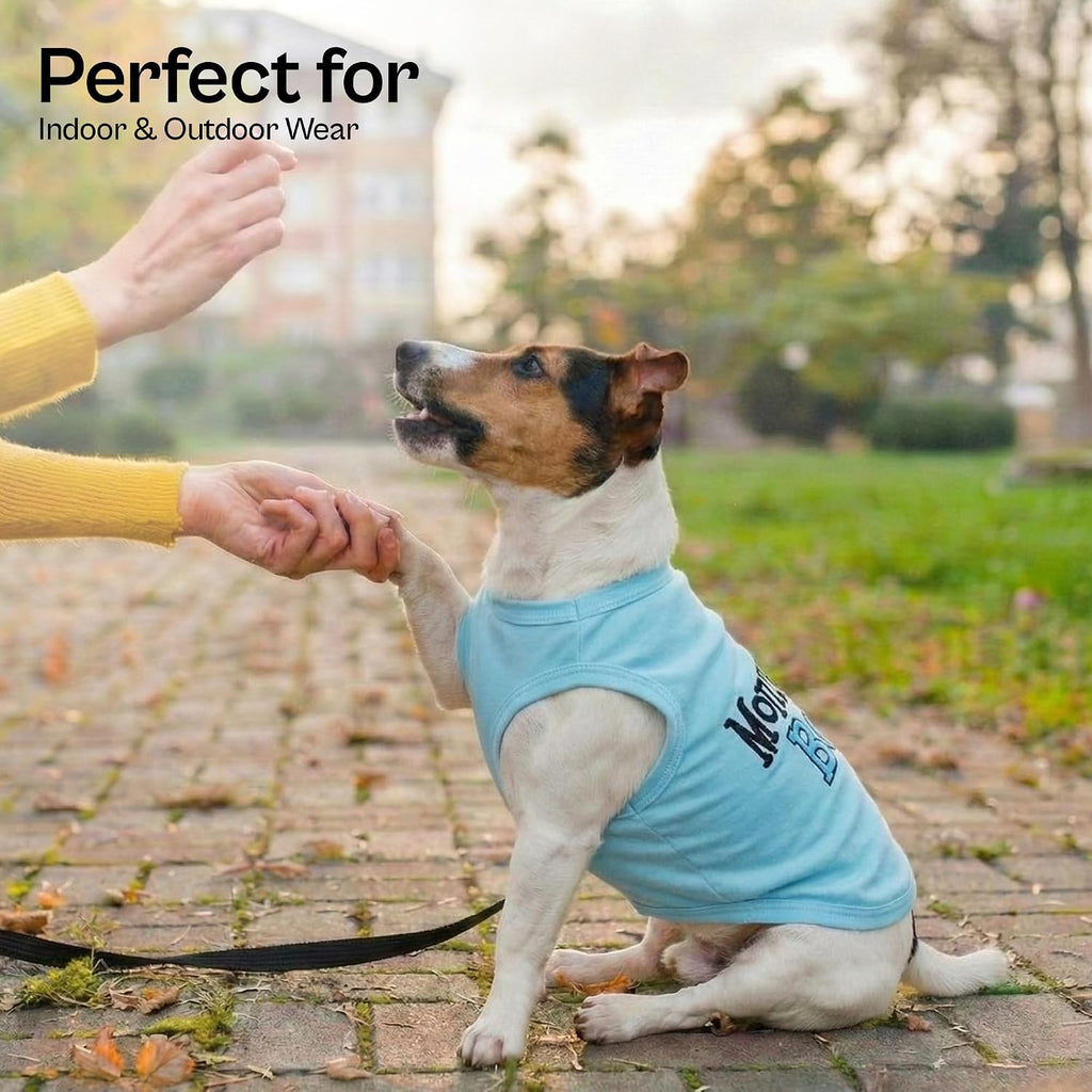 Dog Shirt Mommy’S Boy Pet Shirt – 100% Cotton Shirts for Large Dogs – Blue Sleeveless Puppy Clothes – Lightweight and Breathable Dog Apparel – Boy Dogs Clothes - Stretchy Dog Shirt