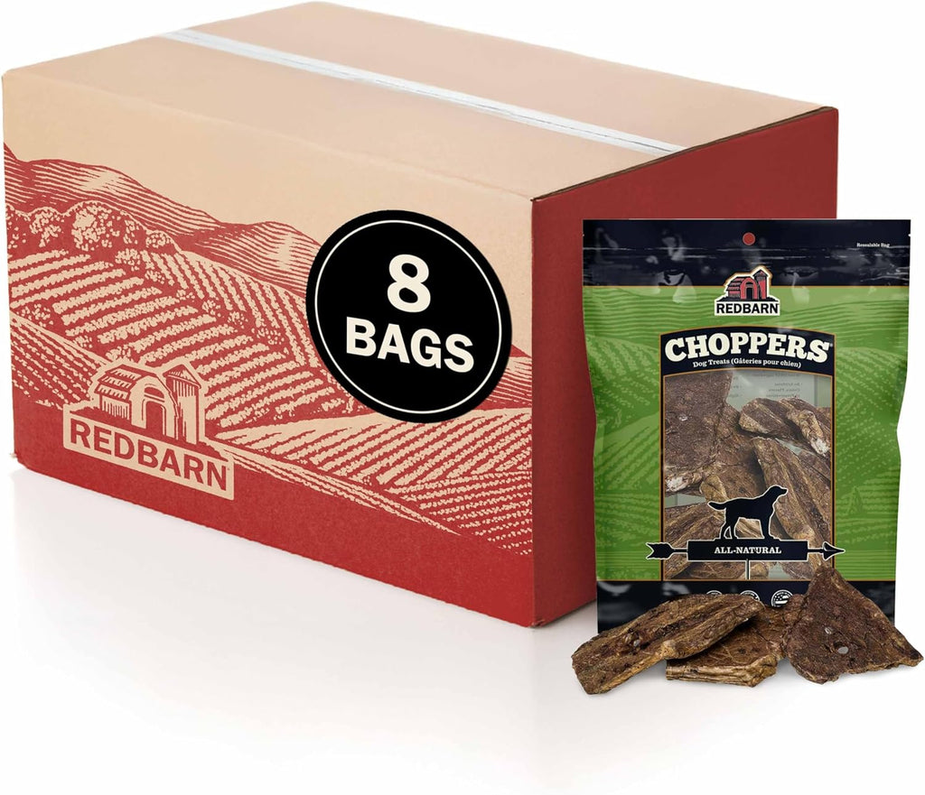 Redbarn Choppers Beef Lung Dog Chews, Natural, Made in USA, High-Protein Low-Fat, Grain-Free, Single Ingredient for All Dog Sizes(Pack of 8)