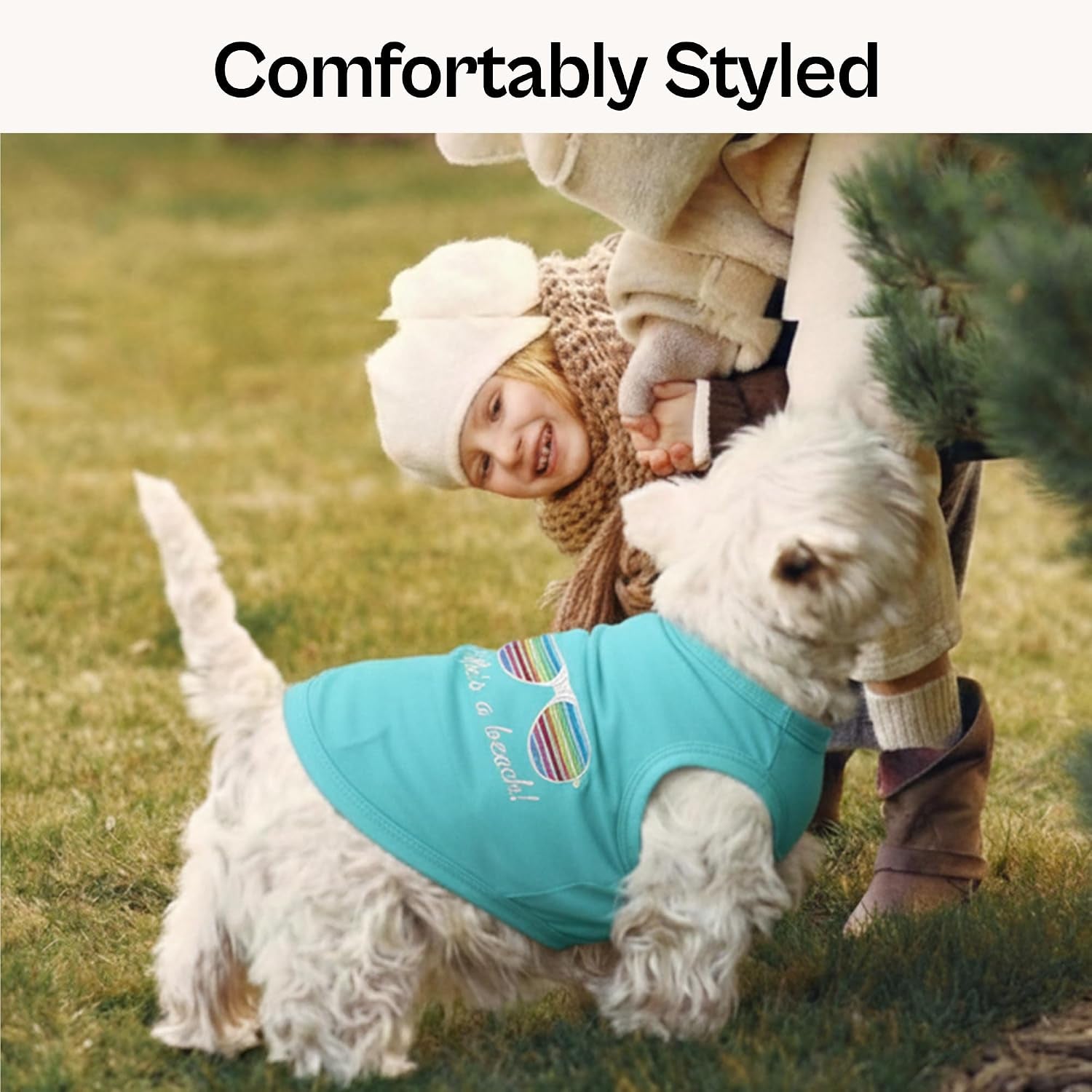 Beach Dog Shirt – 100% Cotton Shirts for Medium Dogs – Sleeveless Pet Vest – Lightweight and Breathable Dogs Apparel – Cute Summer Dog Clothes - Stretchy T Shirts for Pets