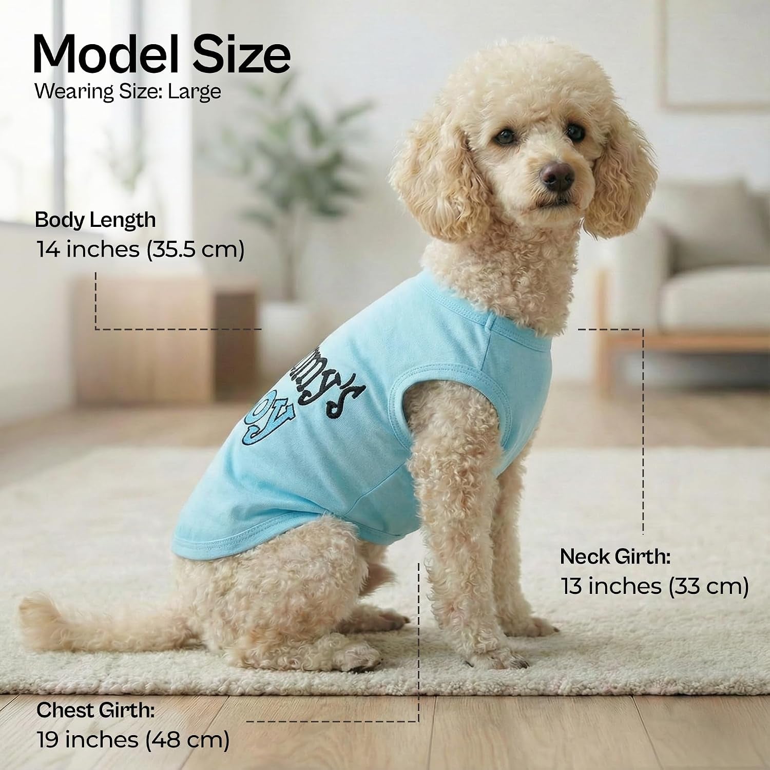 Dog Shirt Mommy’S Boy Pet Shirt – 100% Cotton Shirts for Large Dogs – Blue Sleeveless Puppy Clothes – Lightweight and Breathable Dog Apparel – Boy Dogs Clothes - Stretchy Dog Shirt