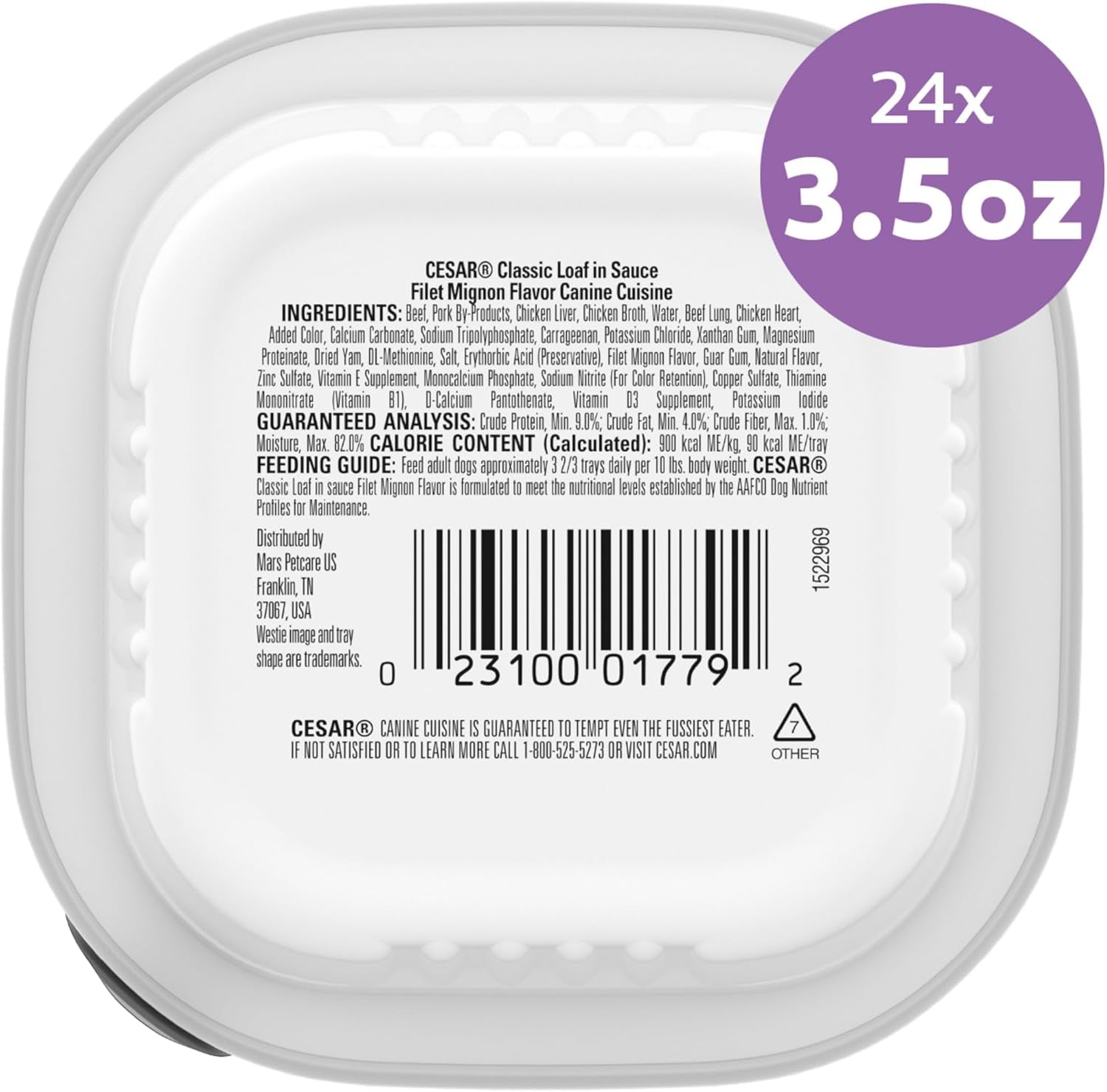 Classic Loaf in Sauce Wet Dog Food, Filet Mignon, 3.5 Oz, 24 Count | Made in USA, Real Beef #1 Ingredient, No Fillers/Added Sugar/Artificial Flavors, Use as Meal or Topper, Easy Peel Trays