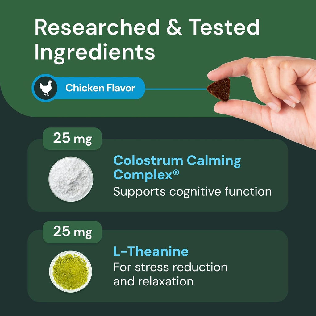Veterinary Strength Calm & Confident Chews - Stress Supplement for Pets - Supports Brain Function for Cats & Dogs - with L-Theanine, Thiamine & More - 60 Count