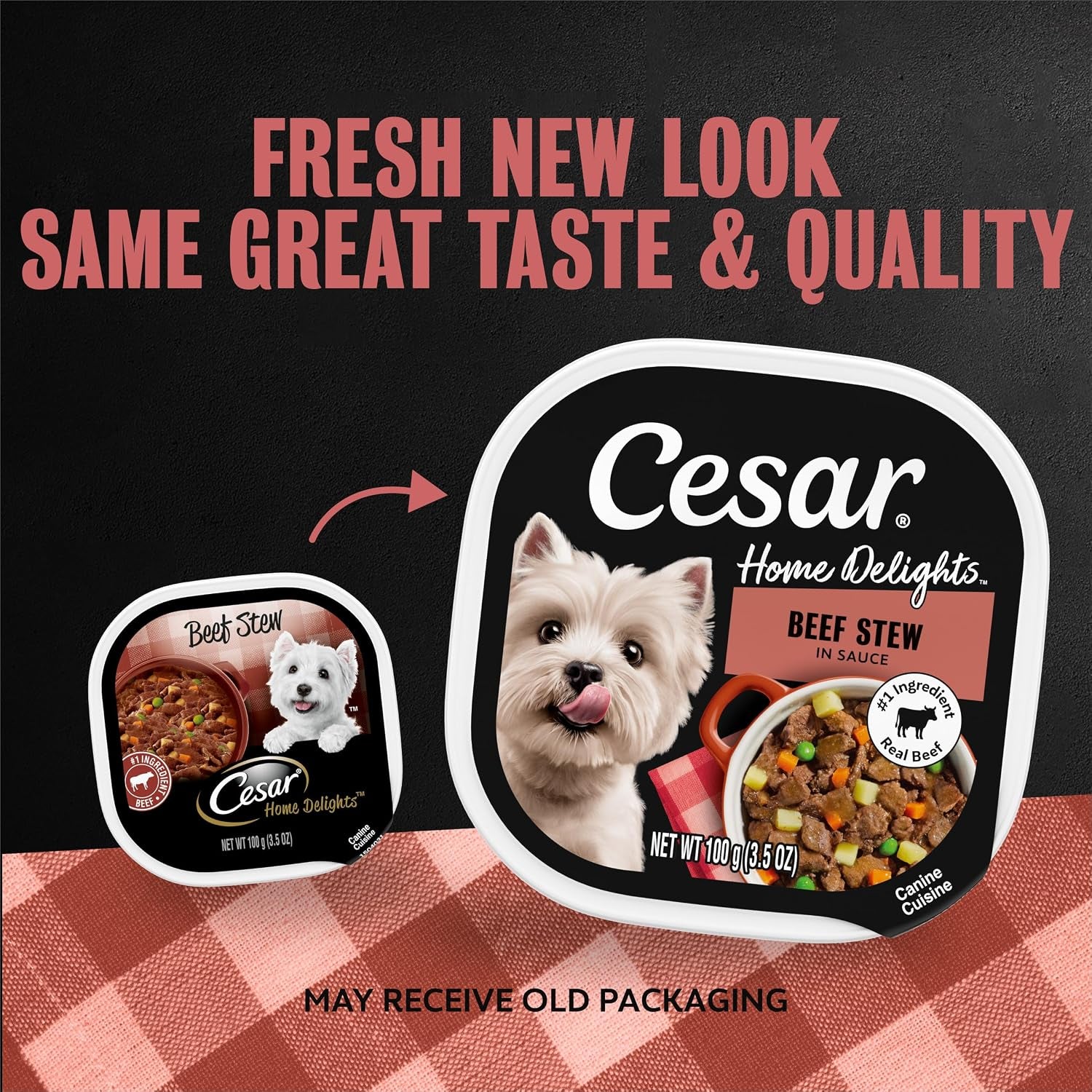 Home Delights Wet Dog Food, Beef Stew in Sauce, 3.5 Oz, 24 Count | Real Beef #1 Ingredient, Easy to Digest, No Fillers/Added Sugar/Artificial Flavors, Use as Meal or Topper, Easy Peel Trays