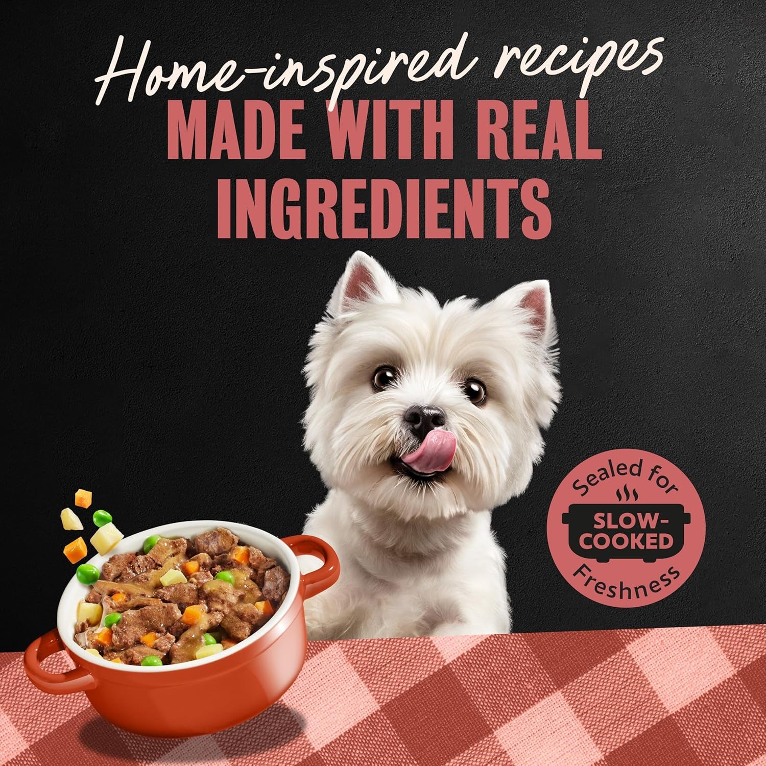 Home Delights Wet Dog Food, Beef Stew in Sauce, 3.5 Oz, 24 Count | Real Beef #1 Ingredient, Easy to Digest, No Fillers/Added Sugar/Artificial Flavors, Use as Meal or Topper, Easy Peel Trays