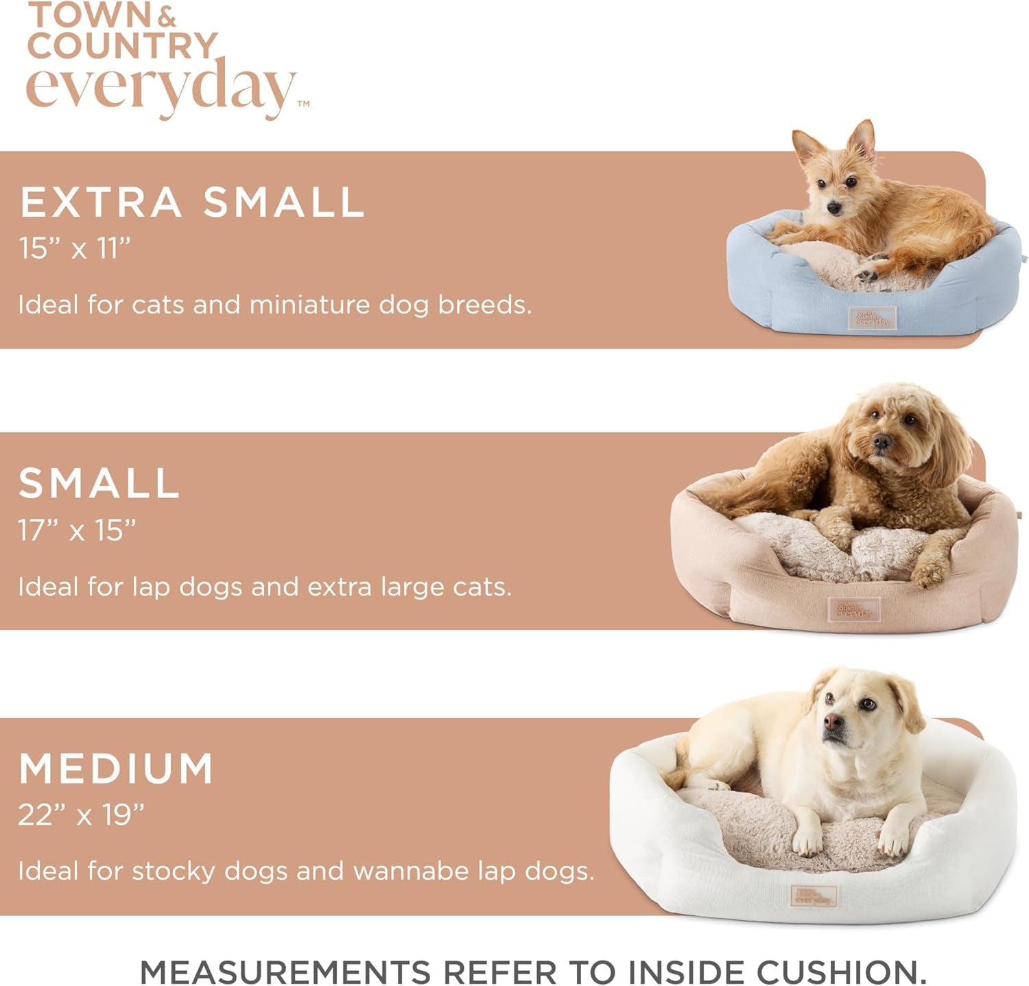 Cuddletown Faux Linen Comfy Cozy Cuddler Pet Bed, Supportive & Calming, Non-Slip Bottom, Machine Washable Cover, Blue, Small 22"X20"X7"