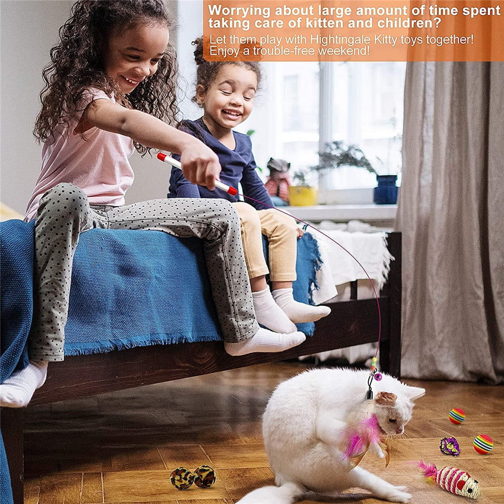 Cat Toys Set with Cat Tunnel for Indoor Interactive, Kitten Toys Assortments, Interactive Cat Teaser, Kitty Toys Kit, Self Entertainment Toys Tunnel Toys and Play Cube