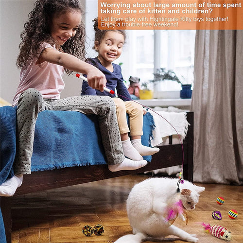 Cat Toys Set with Cat Tunnel for Indoor Interactive, Kitten Toys Assortments, Interactive Cat Teaser, Kitty Toys Kit, Self Entertainment Toys Tunnel Toys and Play Cube