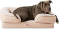Cuddletown Comfy Solid Bolster Sofa Pet Bed, Supportive & Calming Egg Crate Foam, Non-Slip Bottom, Machine Washable Cover, Warm Taupe, Large 35"X25"X8"