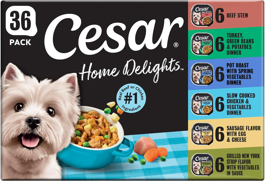 Home Delights Wet Dog Food, Variety Pack, 3.5 Oz, 36 Count | Real Meat, No Fillers, 100% Complete & Balanced, Easy to Digest, No Artificial Flavors, Great for Small Breed Dogs