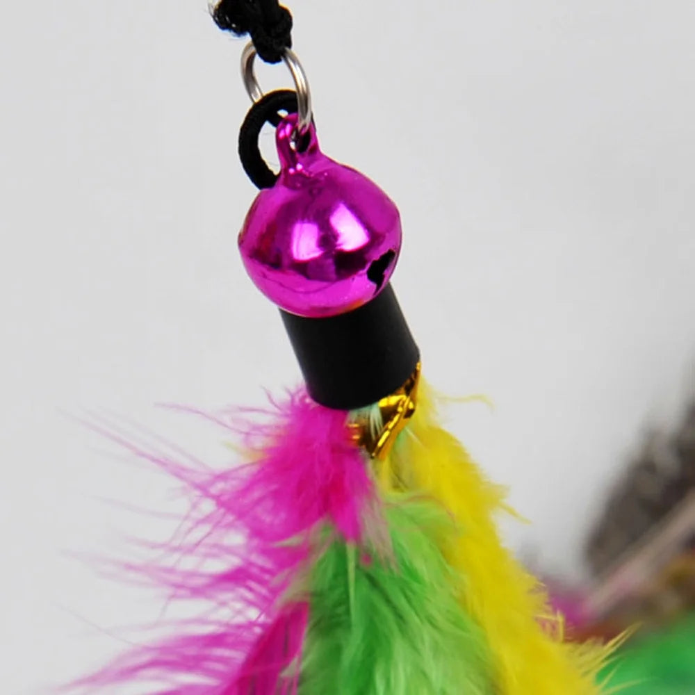 Darzheoy Cat Toys Feather Toy, Retractable Wand and Teaser with Bell Refills, Interactive Catcher and Funny Exercise for Kitten
