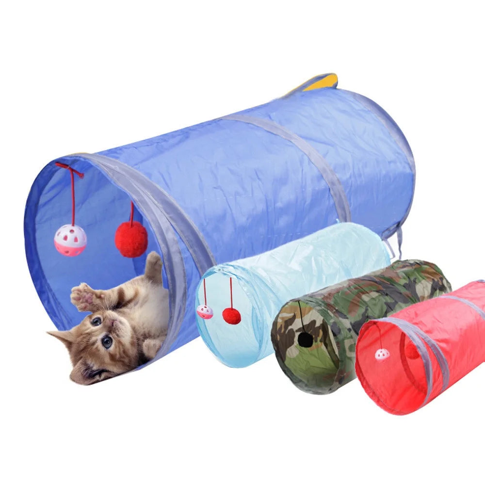 Cat Tunnel Cat Toys for Indoor Cats,2 Way Cat Tunnels Collapsible Cat Play Tunnel Interactive Toy for Small Dogs,Puppy,Kitty,Kitten,Rabbit - Blue