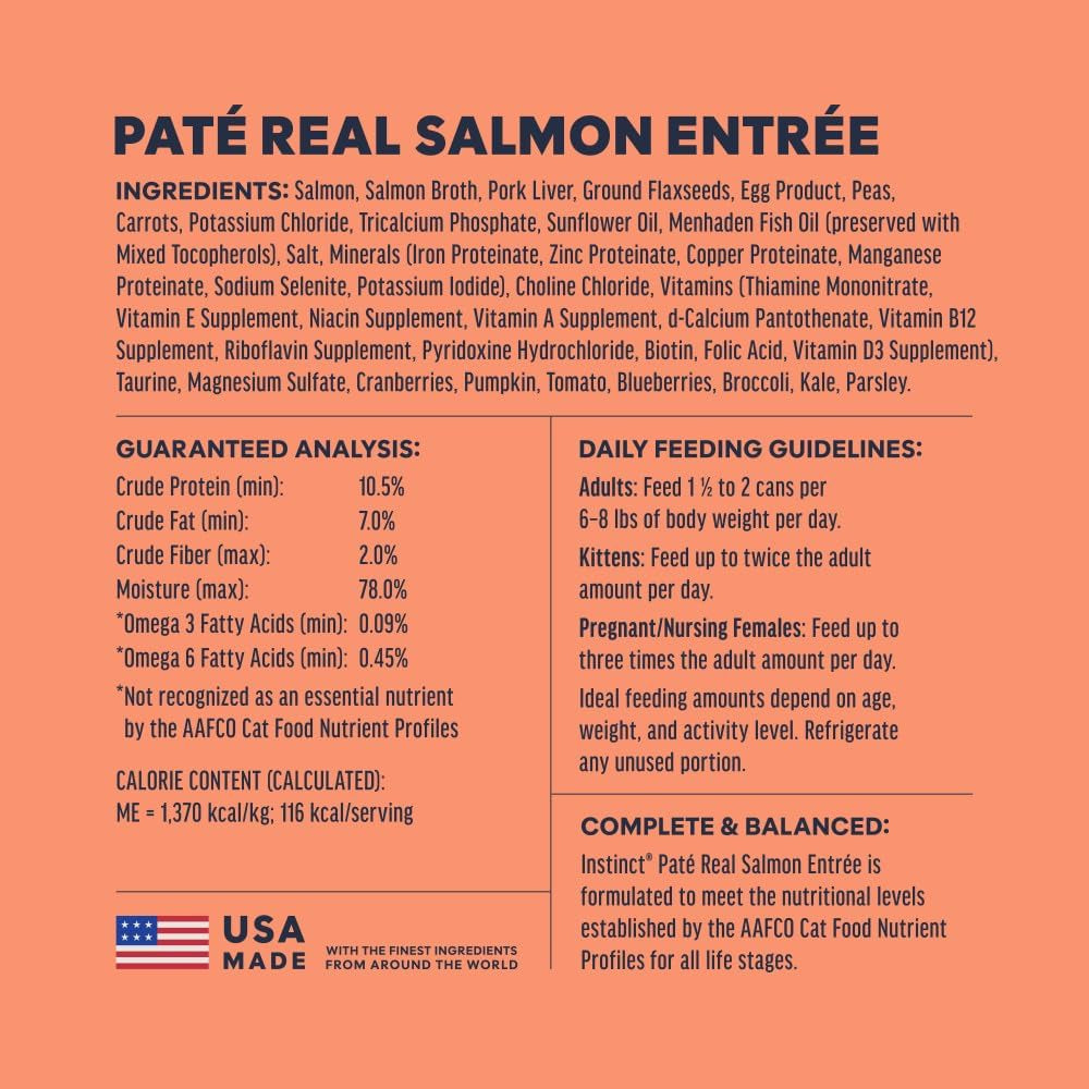 Original Pate Wet Cat Food, Grain Free Recipe - Real Salmon, 3 Oz. Cans (Pack of 24) | Rich & Creamy Pate Texture, High Protein, Real Salmon, Whole-Food Ingredients, Grain-Free, Hydration Support