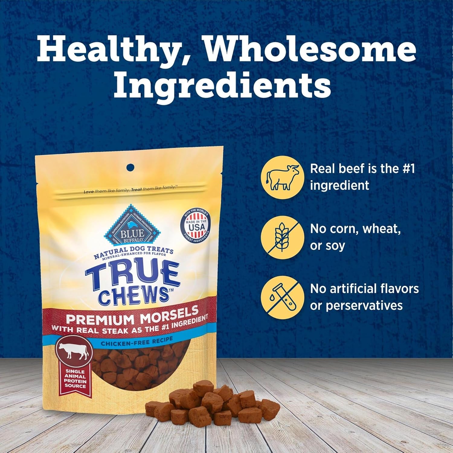 True Chews Premium Morsels Steak Dog Treats, 10 Oz | Real Beef First, Bite-Sized Tender Morsels, No Chicken By-Product, Corn, Wheat, or Soy