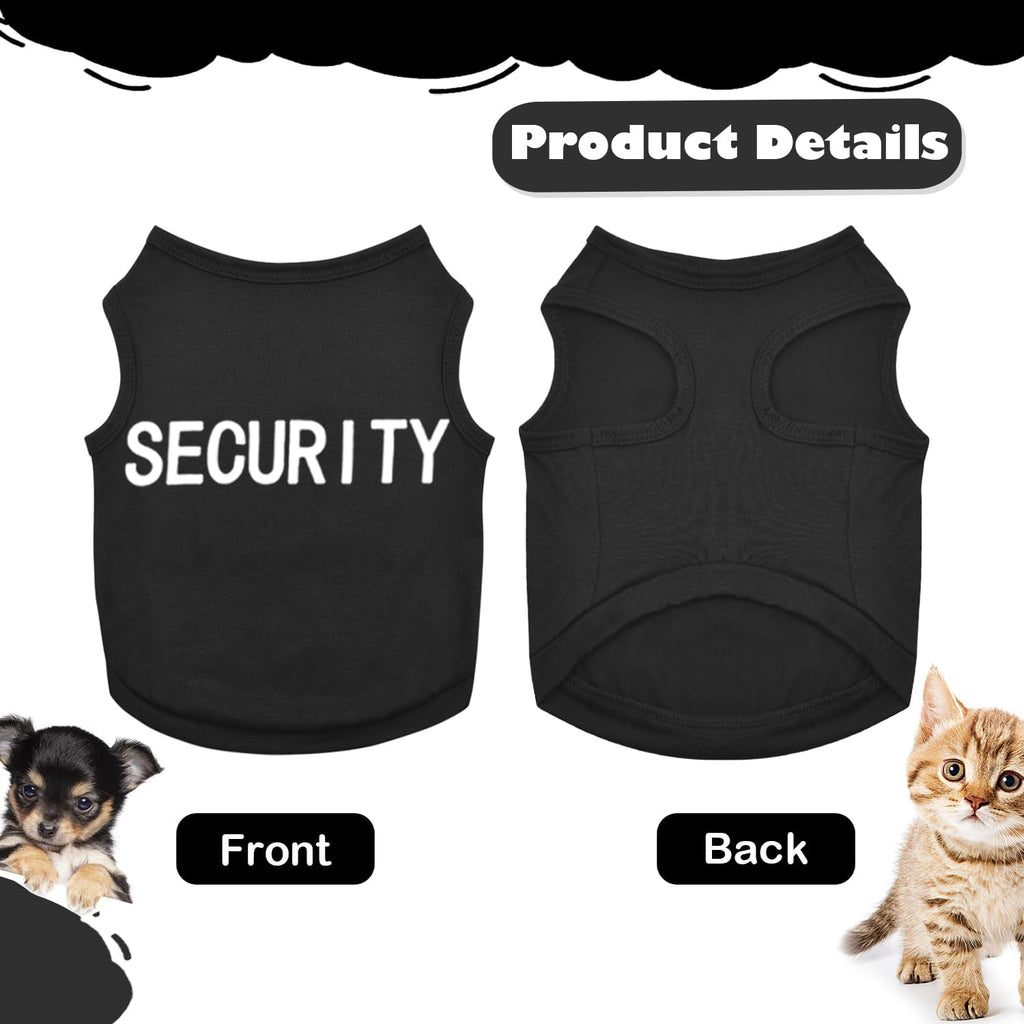 4-Pack Dog Clothes for Small Dogs Boy Male Summer Black Letter Security Puppy Shirts Cute Cool Breathable Clothes for Chihuahua Yorkie Shih Tzu Dachshund Pet Cat Outfit Clothing, Medium