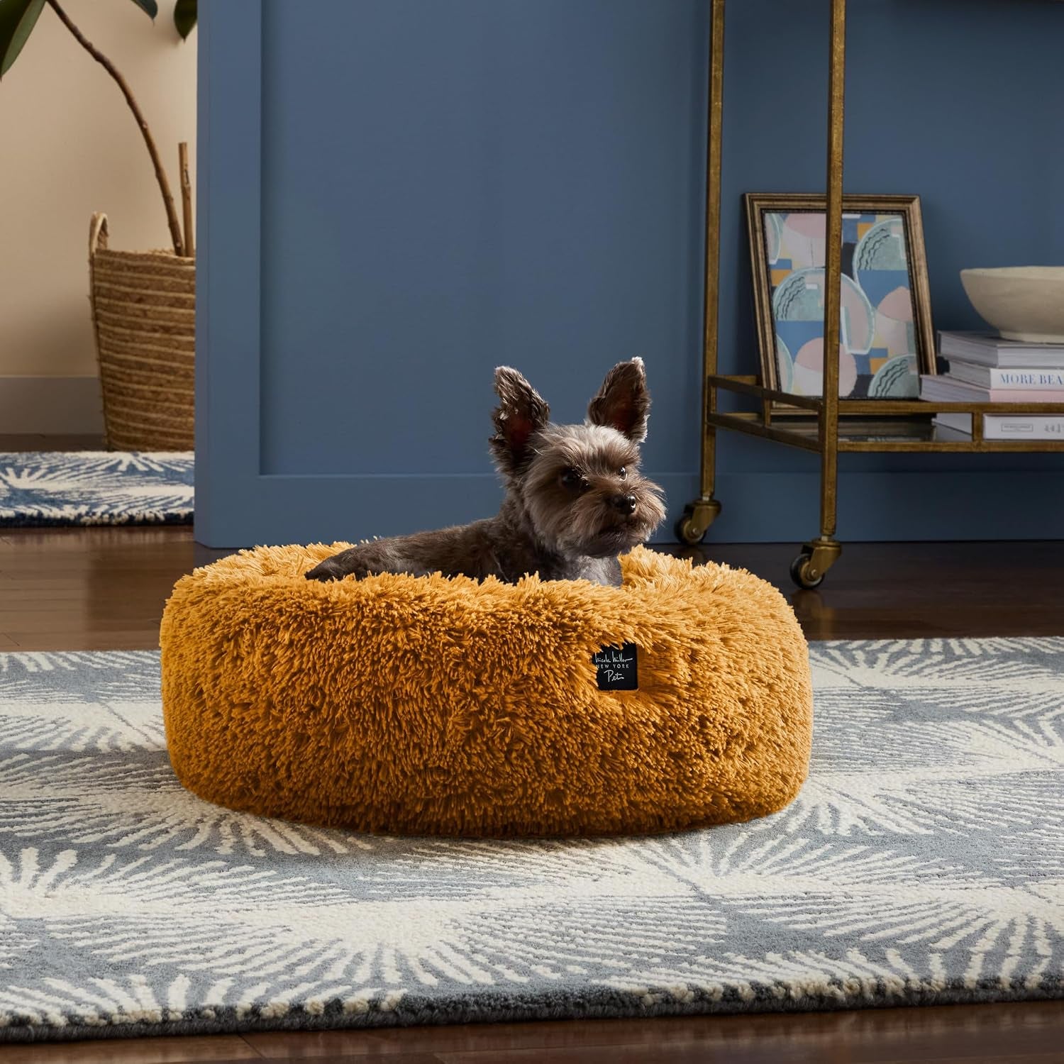 PET Ellie Fuzzy Solid Donut Pet Bed, Plush, Cozy & Calming, Non-Slip Bottom, 100% Machine Washable, Burgundy Rose, X-Small 19"X19"X7" Round