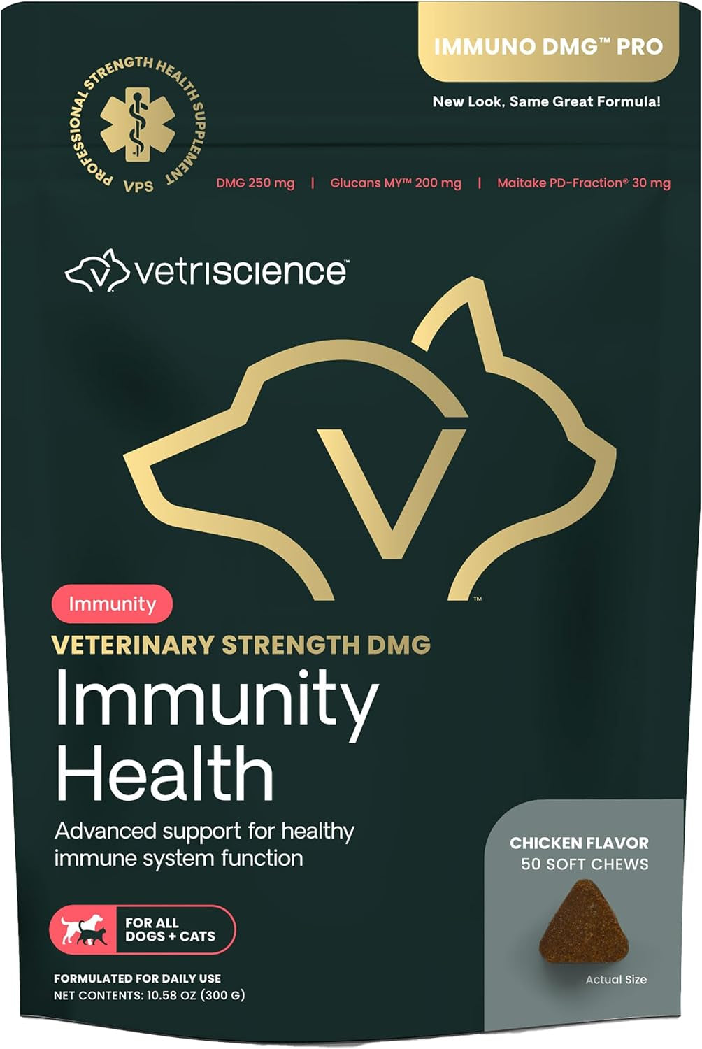 Veterinary Strength DMG Immunity Health Chews - Immune System Support for Dogs & Cats - Liver Aid - Antioxidant Support for Pets - Chicken Flavor - 50 Count