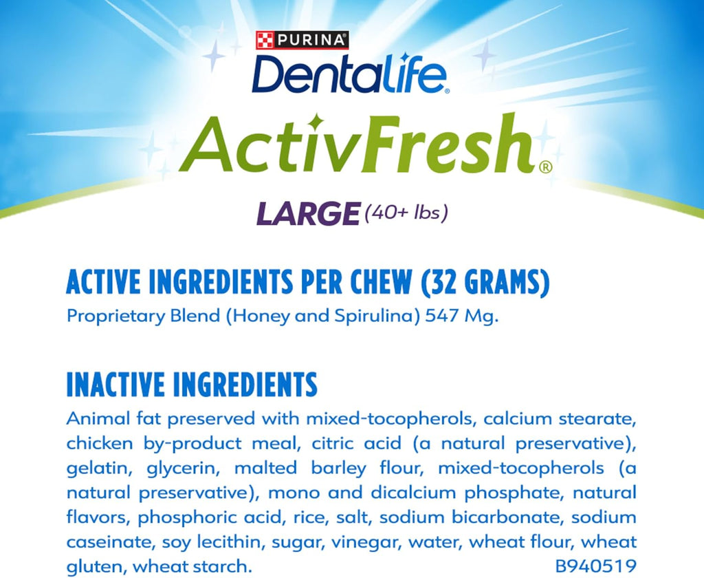 Activfresh Dog Chews for Large Dogs 40 Lbs. and Up, Dental Chews to Freshen Breath, Chicken Flavor, 24.1 Oz., 21 Chews - 21 Ct. Pouch