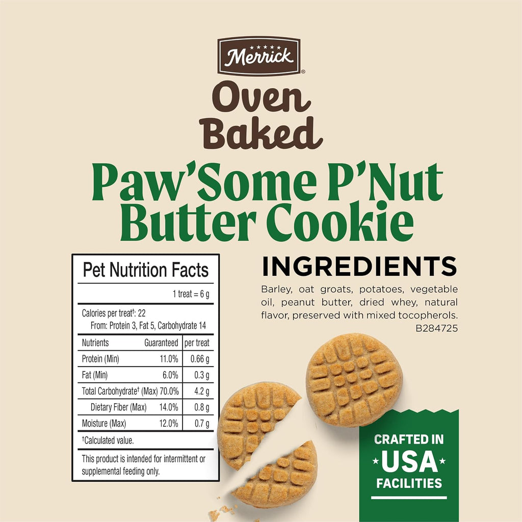 Oven Baked Dog Treats, Natural Cookies for Dogs, Paw’Some P’Nut Butter Cookie with Real Peanut Butter