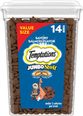 Jumbo Stuff Crunchy & Soft Cat Treats, Salmon, 14 Oz | Bigger than Classic , Crunchy Outside, Soft Inside, under 2 Calories per Treat, Stay-Fresh Resealable Tub