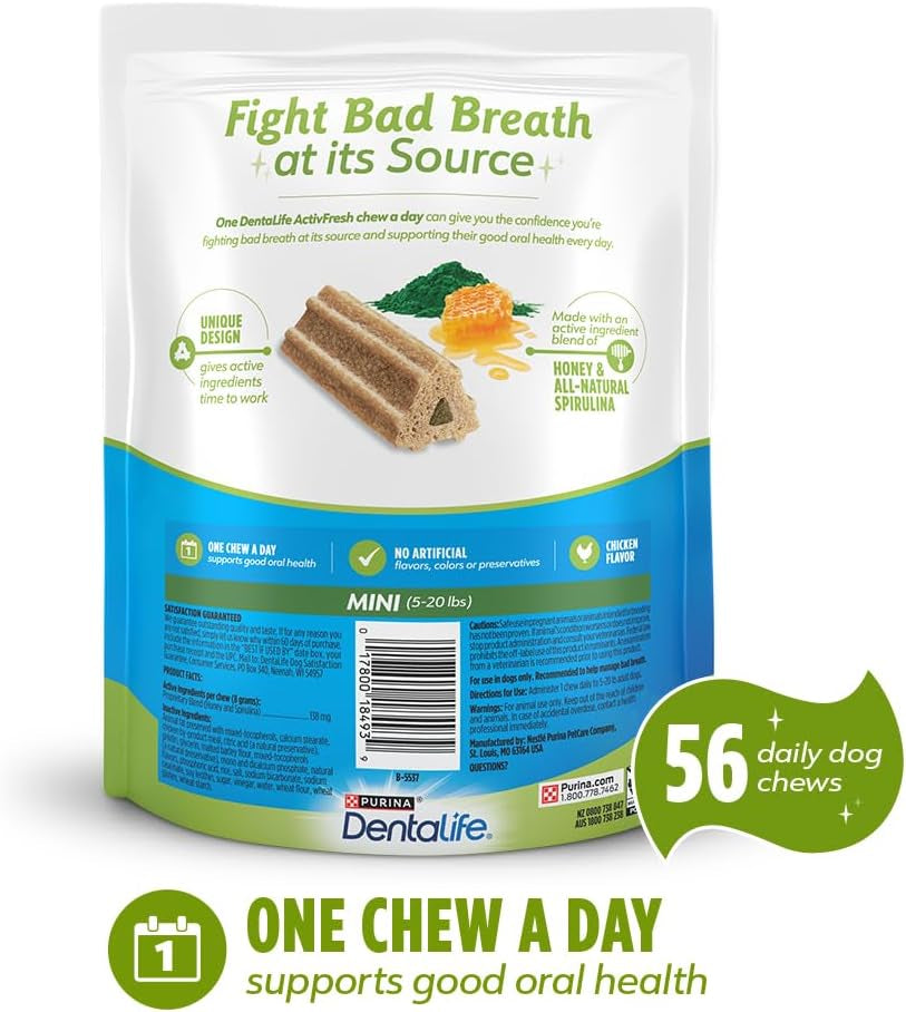 Activfresh Dog Chews for Mini and Small Dogs 5-20 Lbs., Dental Chews to Freshen Breath, Chicken Flavor, 16.9 Oz., 56 Chews - 56 Ct. Pouch