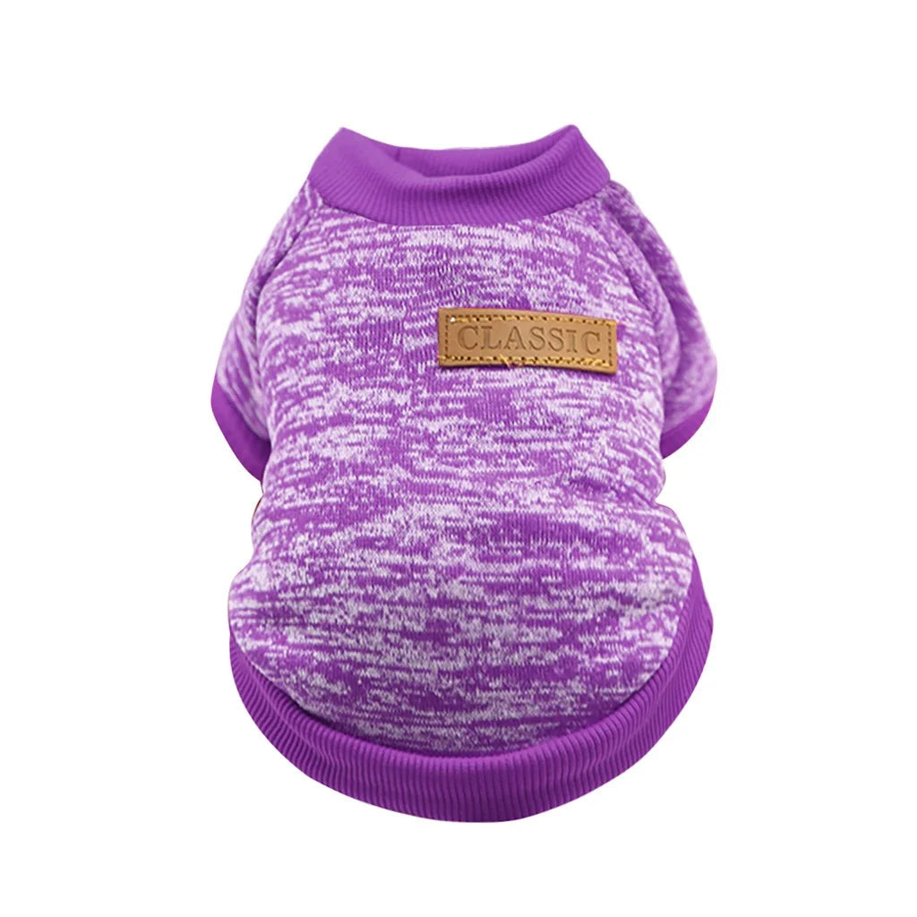 Dog Sweaters for Small Dogs, Pet Dog Classic Sweater, Soft Coat for Small, Medium Dog, Warm Pet Dogs Cat Cloth, Soft Puppy Customes Clothes, Pet Supplies Purple