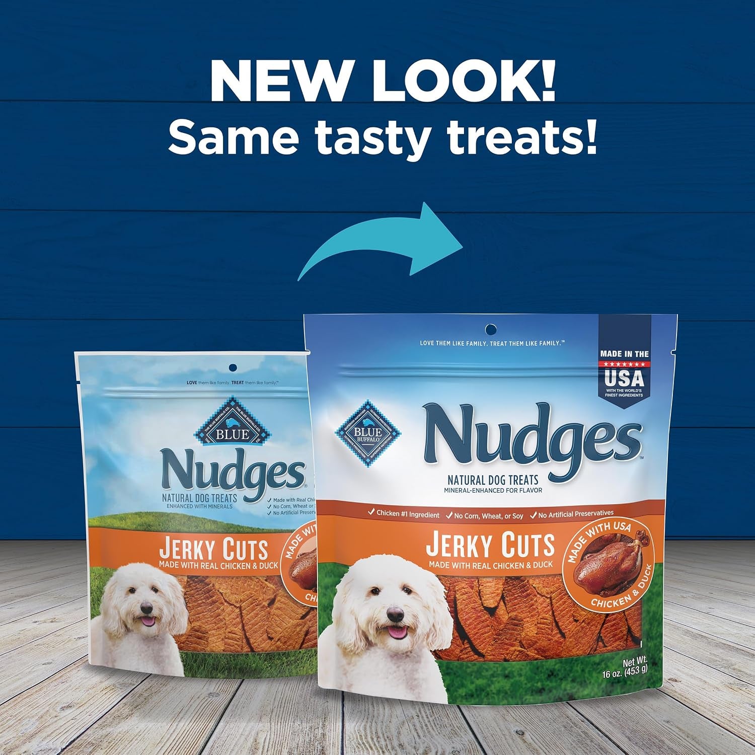Nudges Jerky Cuts Chicken & Duck Dog Treats, 16 Oz | Real Chicken & Duck First, Made in the USA, No Corn, Wheat, or Soy