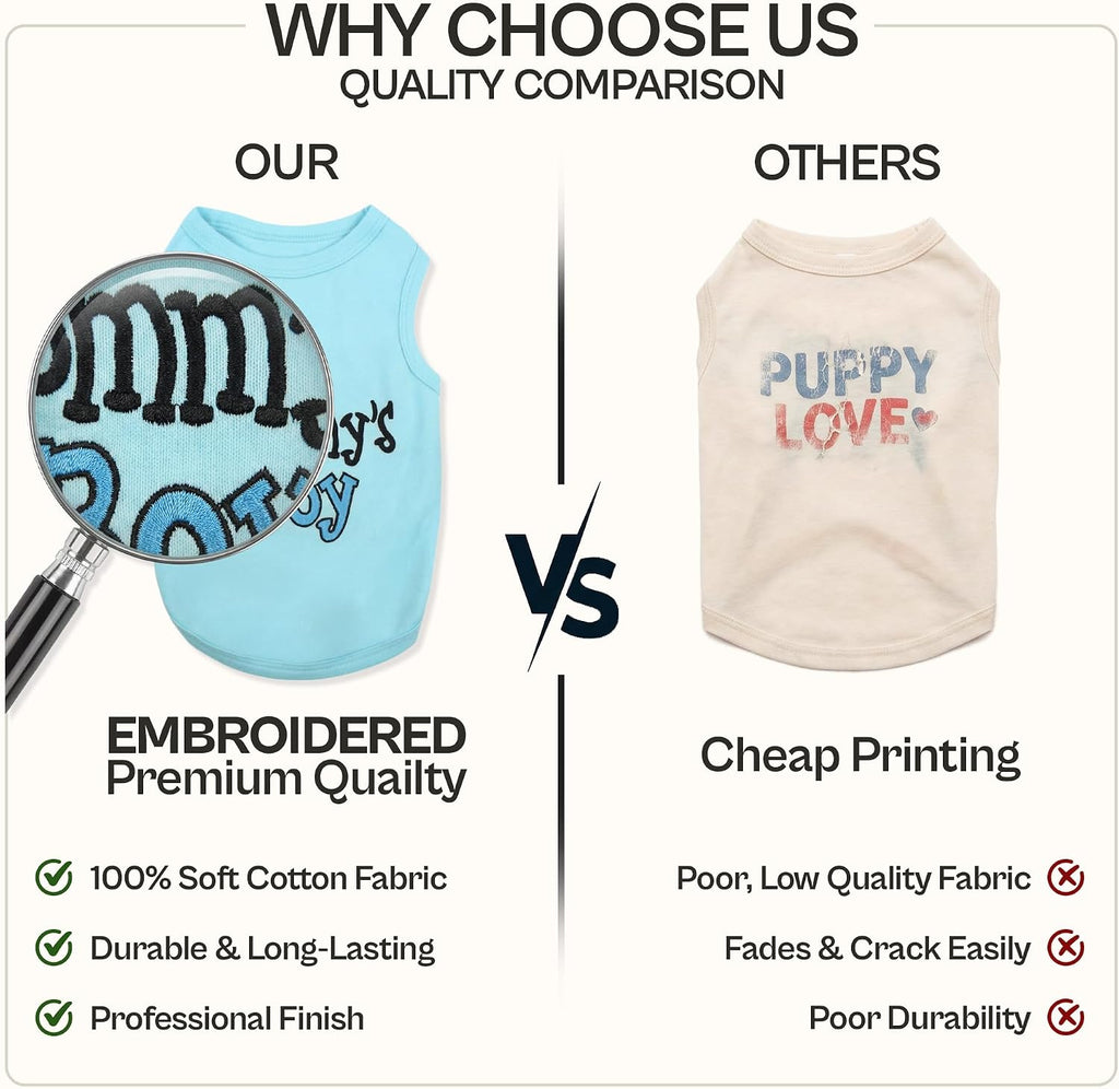 Dog Shirt Mommy’S Boy Pet Shirt – 100% Cotton Shirts for Large Dogs – Blue Sleeveless Puppy Clothes – Lightweight and Breathable Dog Apparel – Boy Dogs Clothes - Stretchy Dog Shirt