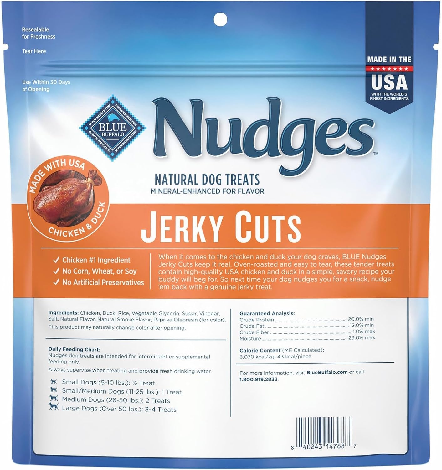 Nudges Jerky Cuts Chicken & Duck Dog Treats, 16 Oz | Real Chicken & Duck First, Made in the USA, No Corn, Wheat, or Soy