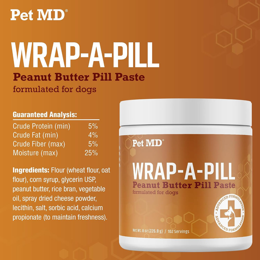 Wrap a Pill Peanut Butter Flavor Pill Paste for Dogs - Make a Pocket or Pouch to Hide Pills & Medication - 8 Oz (Pack of 2)