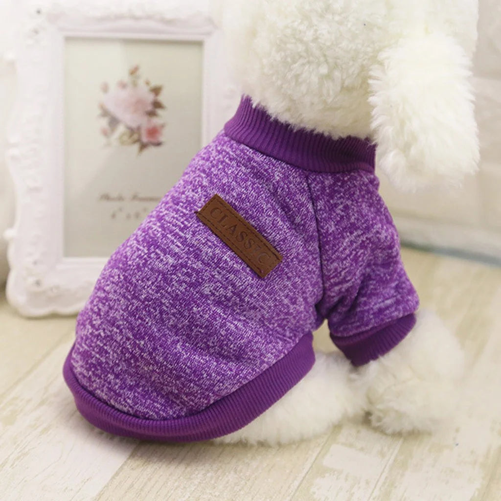 Dog Sweaters for Small Dogs, Pet Dog Classic Sweater, Soft Coat for Small, Medium Dog, Warm Pet Dogs Cat Cloth, Soft Puppy Customes Clothes, Pet Supplies Purple